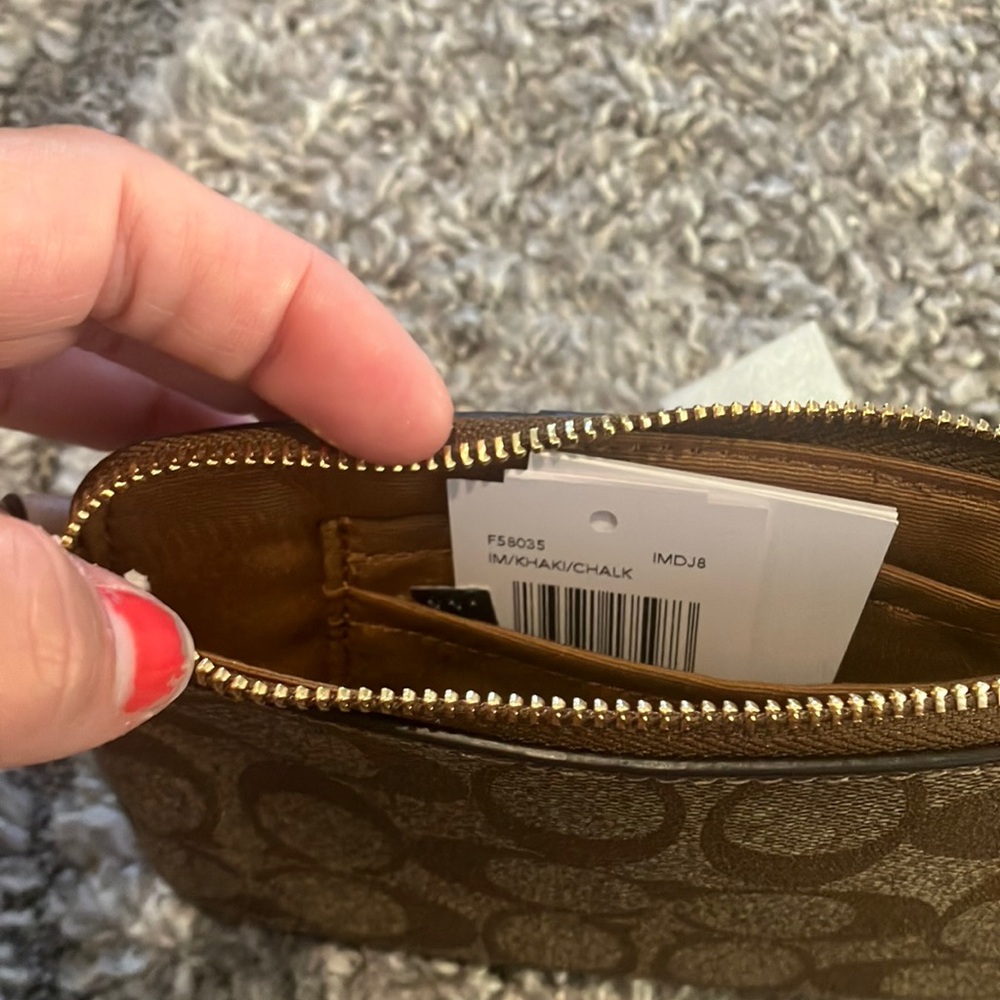 Coach Signature Brown and Cream Wristlet - Picture 7 of 9